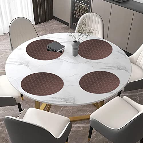 ElastPro Ethylene Vinyl Acetate Round Placemat Set of 6 Heat-Resistant Place Mats Stain Resistant Washable, Dining Table (Diagonal Pattern, Coffee Brown) - Image 5