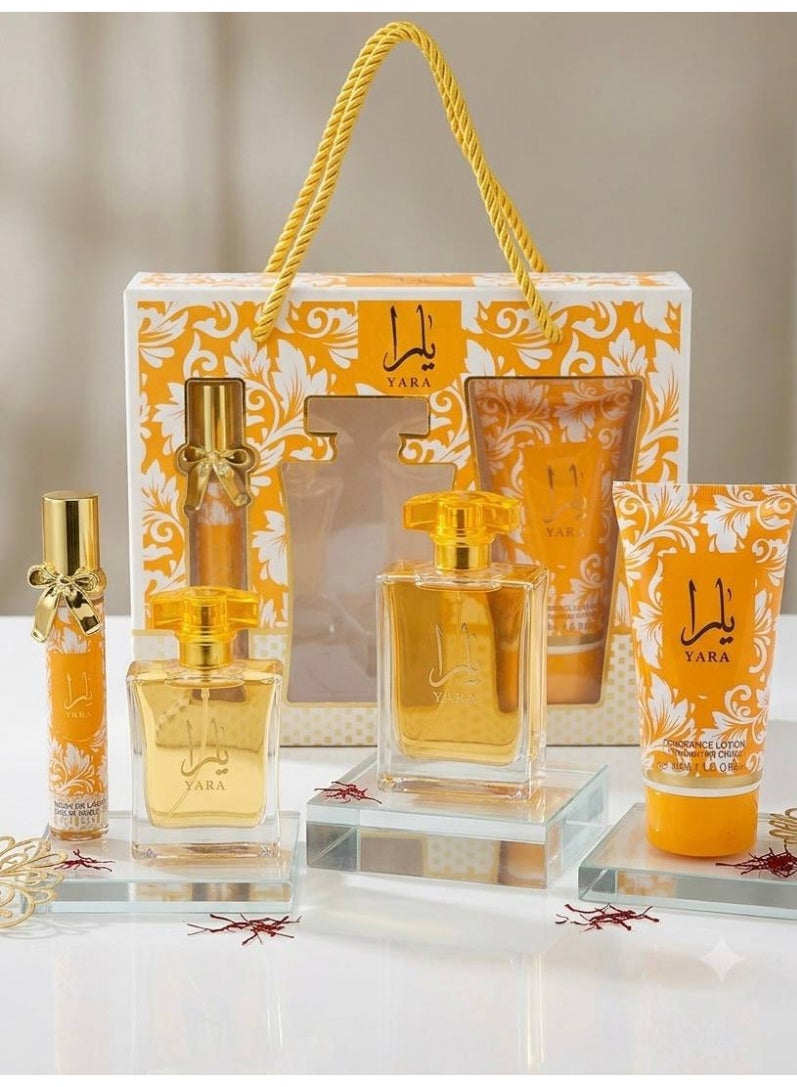 YARA Women's 4-Piece Fragrance Gift Set - Eau de Parfum 50ml, Bodysplash 20ml, Lotion 85ml