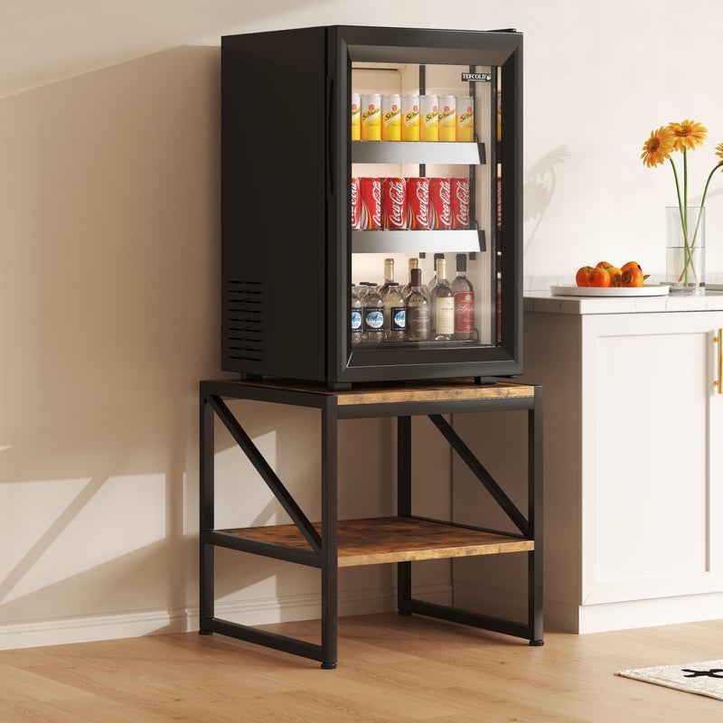 Mexin 20 Inch Square End Table, Mini Fridge Stand with 2-Tier Storage Shelf, High Load Capacity Side Table for Living Room Bedroom, Rustic Brown - Image 3