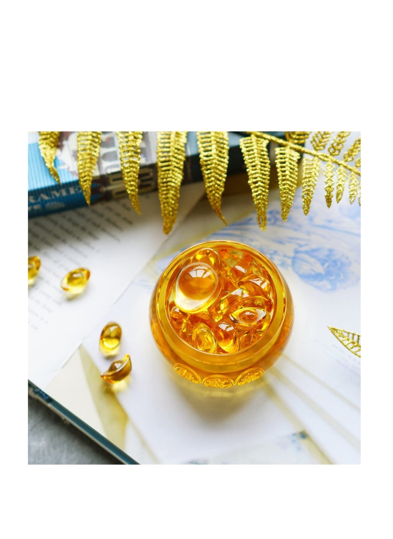 Excefore Golden Treasure Basin Desktop Decor, Good Luck Wealth Prosperity Living Room Crystal Decoration, Chinese Charm of Prosperity Mascot, Suitable Decor for Home Office (3'', 41Pcs)  - Image 4