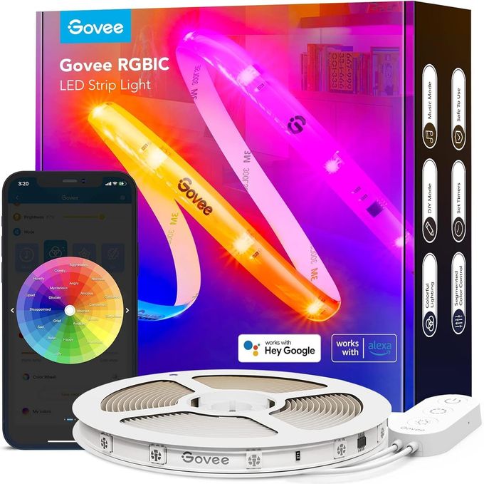 Govee RGBIC Pro LED Strip Lights, 32.8ft Color Changing Smart LED Strips, Works with Alexa and Google, Segmented DIY, Music Sync, WiFi and App Control, LED Lights for Bedroom,Home Decor - Image 1
