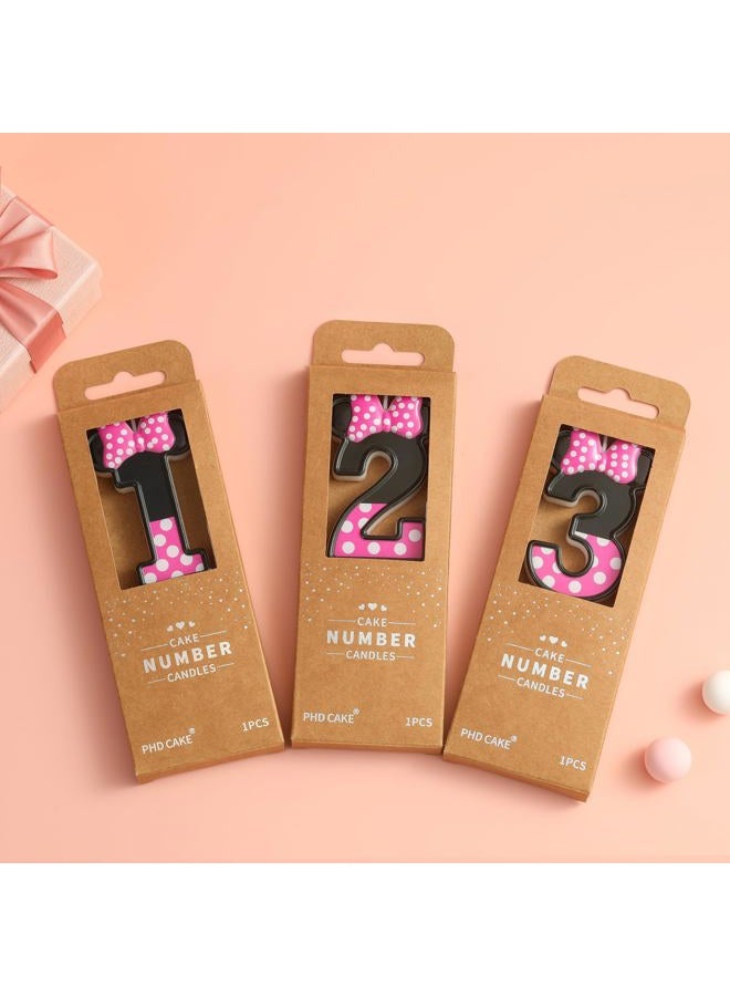 PHD CAKE 2.76 Inch Cartoon Pink and Black Mouse 3 Number Birthday Candles, Anime Cartoon Number Candles, Cake Number Candles, Party Celebration, Style Candle - Image 5