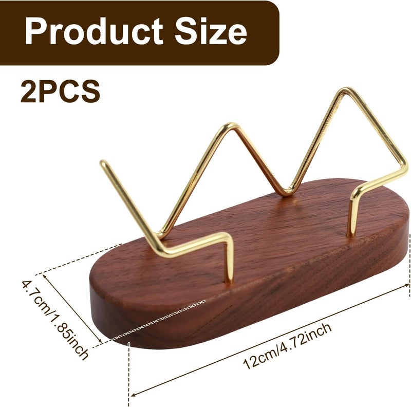 windforgecraft 2 Pcs Wooden Business Card Holder for Desk Business Card Organizer Business Card Display Stand Business Card Organizer Decorative Name Cards Holder for Desk Office Restaurant (shape 2) - Image 3