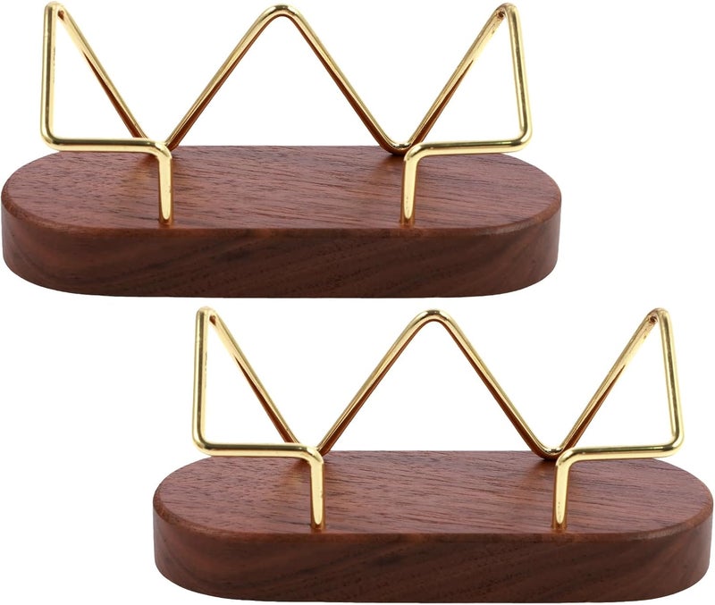 windforgecraft 2 Pcs Wooden Business Card Holder for Desk Business Card Organizer Business Card Display Stand Business Card Organizer Decorative Name Cards Holder for Desk Office Restaurant (shape 2) - Image 1