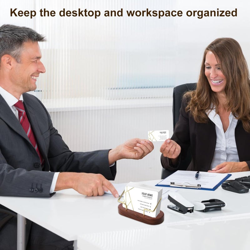 windforgecraft 2 Pcs Wooden Business Card Holder for Desk Business Card Organizer Business Card Display Stand Business Card Organizer Decorative Name Cards Holder for Desk Office Restaurant (shape 2) - Image 4