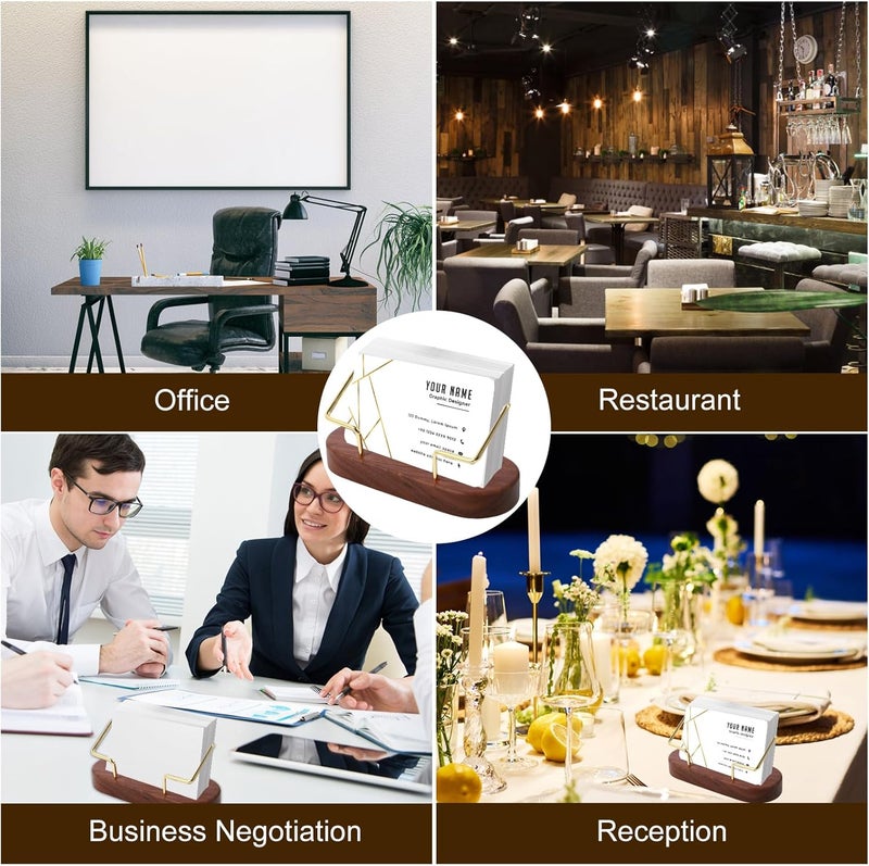 windforgecraft 2 Pcs Wooden Business Card Holder for Desk Business Card Organizer Business Card Display Stand Business Card Organizer Decorative Name Cards Holder for Desk Office Restaurant (shape 2) - Image 5