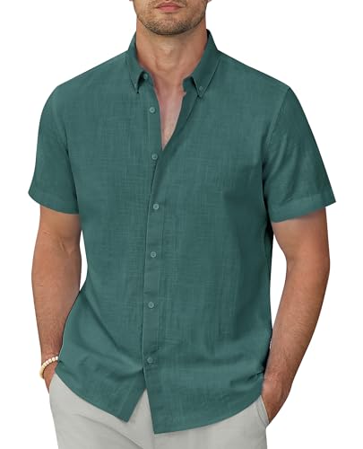 Lion Nardo Linen Shirts for Men Short Sleeve Linen Button Down Shirts Hawaiian Shirt for Men Beach Shirt Summer Shirts - Image 1