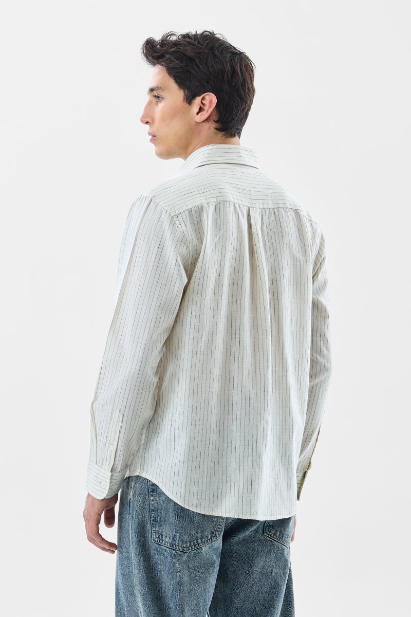 سنيتش قميص كتان بقصة ضيقة - Image 5