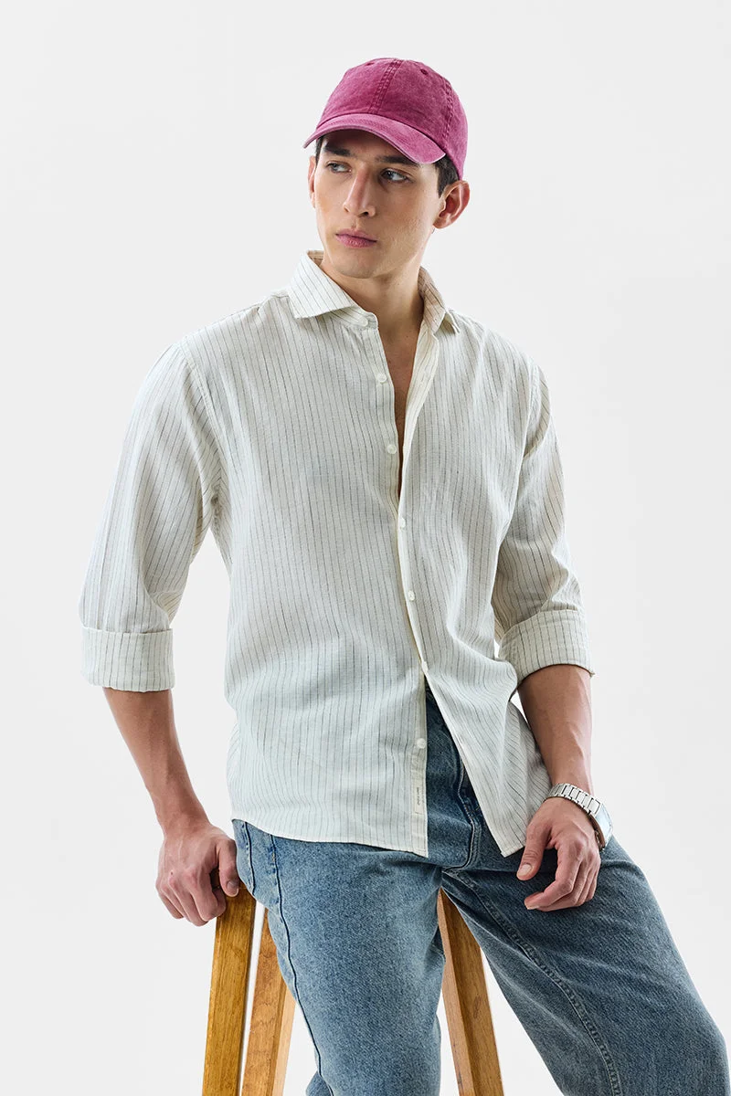 SNITCH Linen Blend Slim Fit Shirt