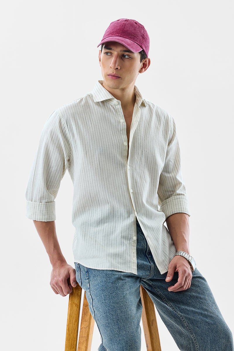 سنيتش قميص كتان بقصة ضيقة - Image 1