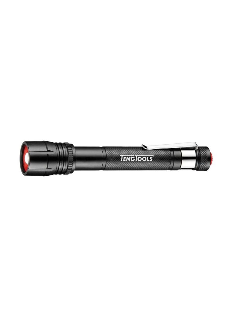 LED Pocket Torch 200 Lumens, Adjustable Focus, IP66 Waterproof with Clip – 581N1 by TengTools