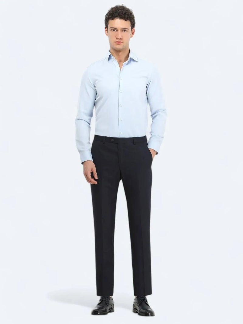 Kip Light Blue Plain Slim Fit Weaving Classical Cotton Blended Shirt - Image 2