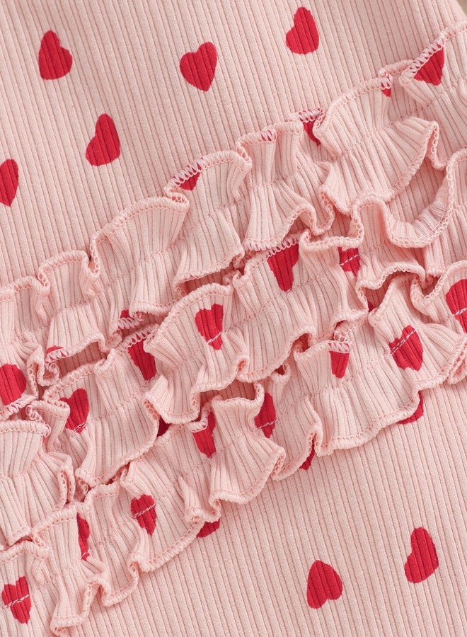 Ayalinggo Newborn Baby Girl Boy Valentines Jumpsuit Ribbed Waffle Romper Footies Zippers Ruffle Jumpsuit Valentine Clothes - Image 4