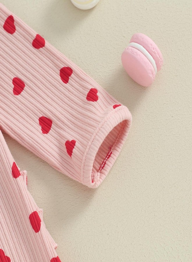 Ayalinggo Newborn Baby Girl Boy Valentines Jumpsuit Ribbed Waffle Romper Footies Zippers Ruffle Jumpsuit Valentine Clothes - Image 5