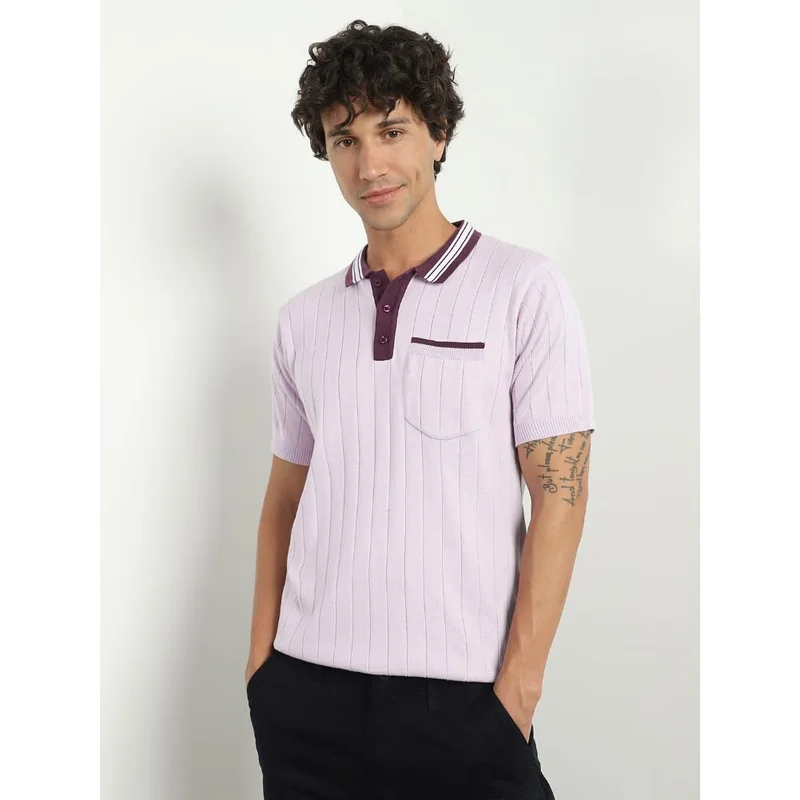 نوبيرو Cotton Contrast Collar Polo T-Shirt for Men
