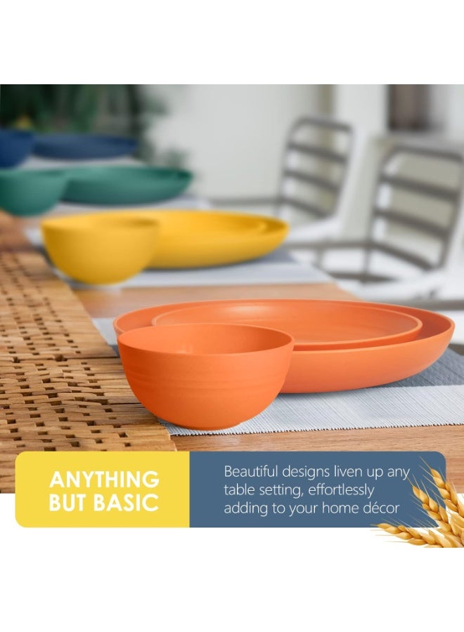 موثوقية التنبؤ طقم أطباق عشاء مكون من 32 قطعة، طقم أواني عشاء من قش القمح، تتسع لـ 8 أشخاص، أطباق عشاء، أطباق عشاء، أطباق حلوى، أوعية حبوب، أكواب، أطباق تخييم بلاستيكية ملونة غير قابلة للكسر (متعدد الألوان) - Image 5