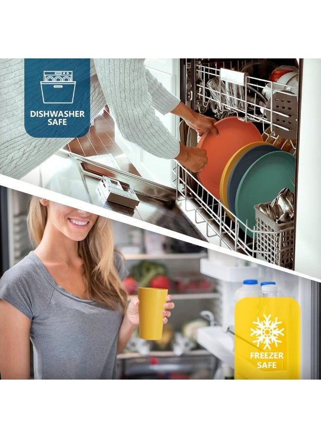 موثوقية التنبؤ طقم أطباق عشاء مكون من 32 قطعة، طقم أواني عشاء من قش القمح، تتسع لـ 8 أشخاص، أطباق عشاء، أطباق عشاء، أطباق حلوى، أوعية حبوب، أكواب، أطباق تخييم بلاستيكية ملونة غير قابلة للكسر (متعدد الألوان) - Image 3