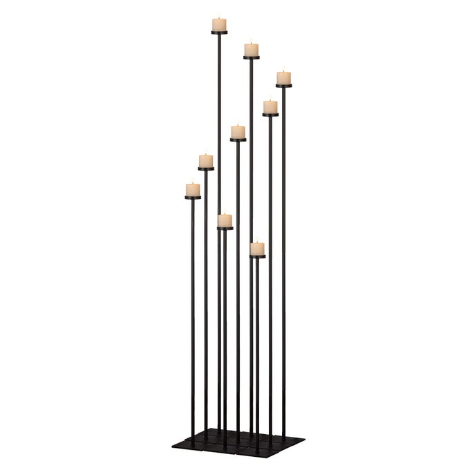 60 FLOOR CANDELABRA HOLDER FOR 9 ARM CANDLESTICKSTALL CANDLE HOLDERS FOR WEDDING CENTERPIECE BLACK METAL CANDLE STICK HOLDERS FOR PILLAR TEALIGHT CANDLES ON PARTY RECEPTION HOME DERECOTION