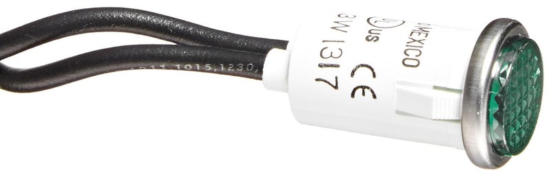 NSI مصباح مؤشر دائري -79740LW مع لمبات غير قابلة للاستبدال، تركيب بالضغط، قطع لوحة 0.5 بوصة، قطر ثقب التركيب 0.5 بوصة، عدسة ماسية خضراء 0.09، إطار من الفولاذ المقاوم للصدأ - Image 1