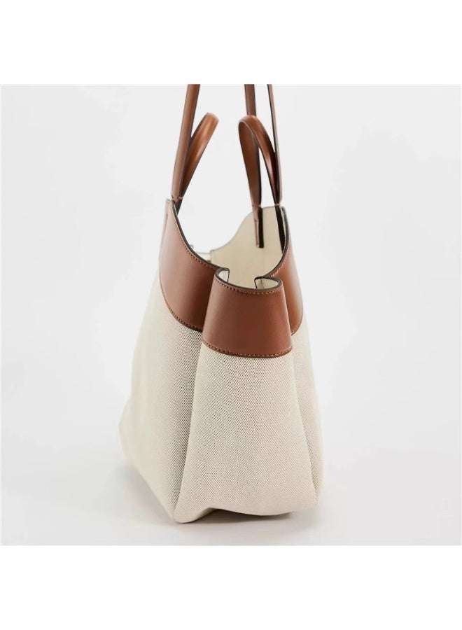 زارا حقيبة قماش كبيرة للسيدات من زارا، طراز 2025 الجديد، حقيبة تسوق عصرية بتصميم مدمج لحمالة على الكتف ومناسبة للعمل. - Image 3