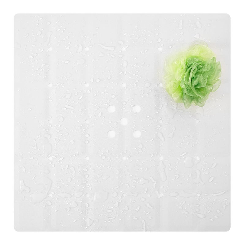 Webos Shower Mat for Textured SurfaceSilicone Non Slip Shower Mat Without Suction Cups Foldable  Square Bath Mat for Reglazed Tub Textured Shower Floor White 21x21
