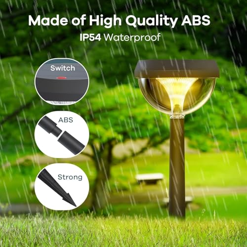 Linkind Solar Pathway Lights 8 Pack, Solar Lights Outdoor Warm White Waterproof, Adjustable Solar Powered for Walkway Yard Garden Driveway Backyard - Image 3