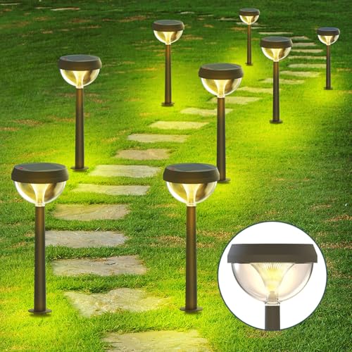 Linkind Solar Pathway Lights 8 Pack, Solar Lights Outdoor Warm White Waterproof, Adjustable Solar Powered for Walkway Yard Garden Driveway Backyard - Image 1