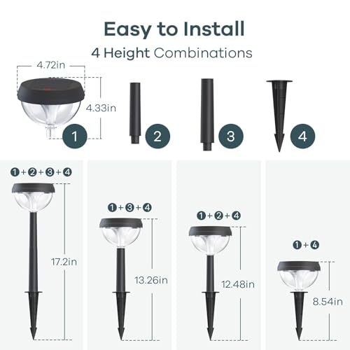 Linkind Solar Pathway Lights 8 Pack, Solar Lights Outdoor Warm White Waterproof, Adjustable Solar Powered for Walkway Yard Garden Driveway Backyard - Image 5