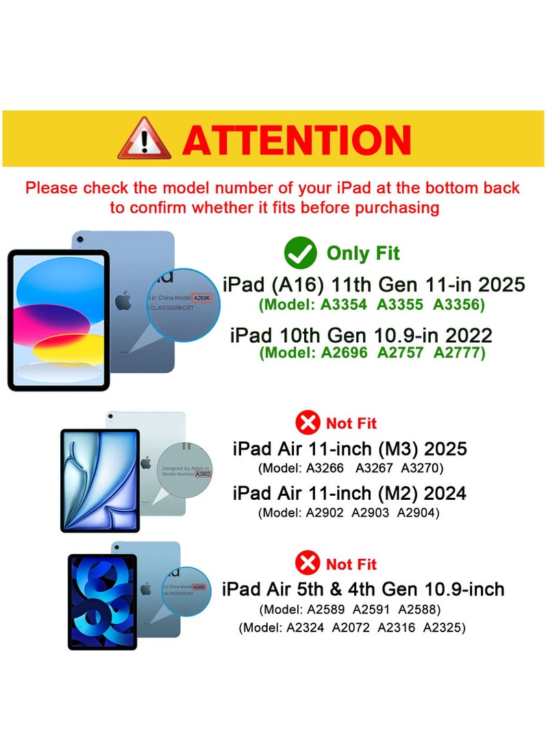 فوميمو حافظة لجهاز iPad (A16) 11 بوصة 2025/iPad 10 10.9 بوصة 2022، غطاء خلفي شفاف مع حامل قلم، وغطاء حافظة مع خاصية السكون/التنشيط التلقائي لجهاز iPad 10 10.9 بوصة 2022/iPad 11 11 بوصة 2025 - Image 2