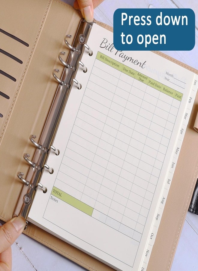 suituts Bill Payment Tracker Notebook,Monthly Bill Organizer with Pockets and Tabs,Bill Tracker with A5 6 Ring Binder Used Easily for Senior Home Office - Image 5