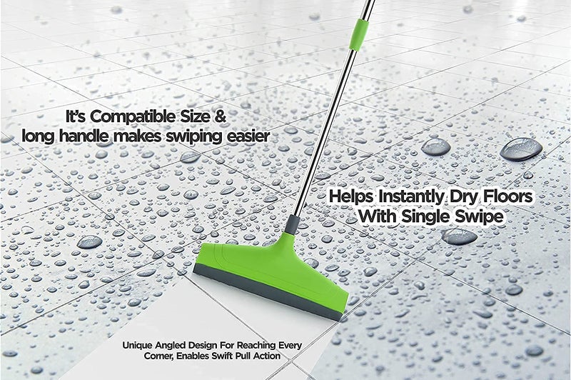 NOBILEA Telescopic Wiper for Bathroom Floor Cleaning Adjustable Stick ColorGreen Wall Stand Broom Holder 40 cm - Image 3