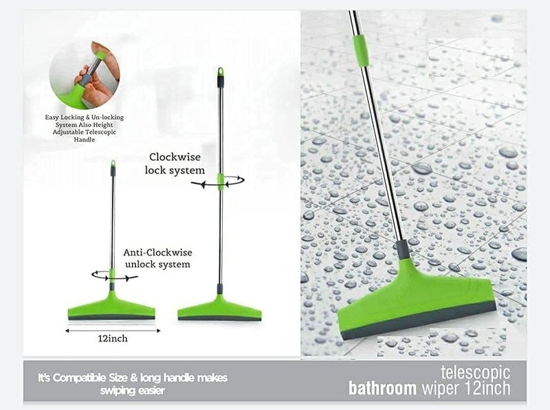 NOBILEA Telescopic Wiper for Bathroom Floor Cleaning Adjustable Stick ColorGreen Wall Stand Broom Holder 40 cm - Image 4