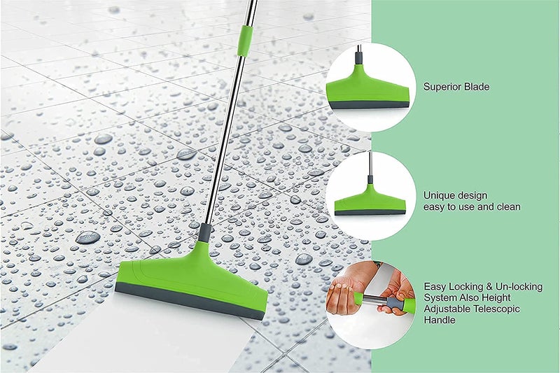 NOBILEA Telescopic Wiper for Bathroom Floor Cleaning Adjustable Stick ColorGreen Wall Stand Broom Holder 40 cm - Image 2