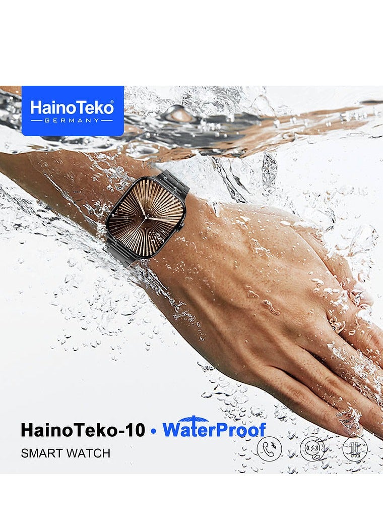 Haino Teko HainoTeko-10 Waterproof Smart Watch With AMOLED Display Social App Integration and 3 Pair Straps Designed For Men and Women Black - Image 3