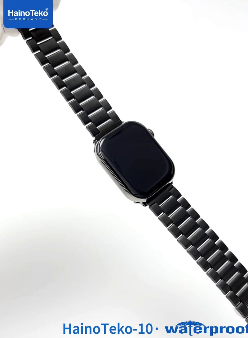 Haino Teko HainoTeko-10 Waterproof Smart Watch With AMOLED Display Social App Integration and 3 Pair Straps Designed For Men and Women Black - Image 4