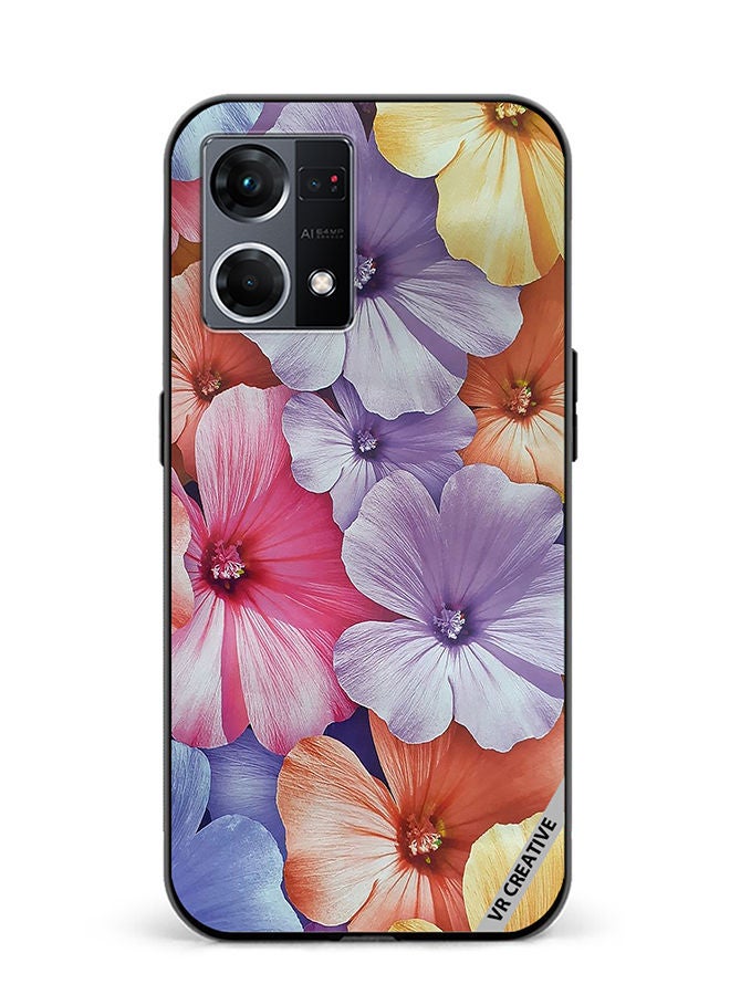 VR CREATIVE Protective Case Cover For Oppo Reno8 4G Flower Design Multicolour - Image 1