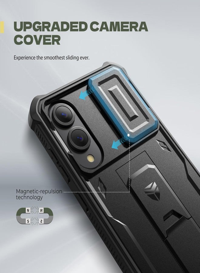 ديكسنور جراب Dexnor لهاتف Samsung Galaxy S25 Edge مع غطاء كاميرا منزلق مدمج وواقي شاشة ومسند، جراب متين مقاوم للصدمات يغطي كامل هيكل الهاتف - أسود - Image 3