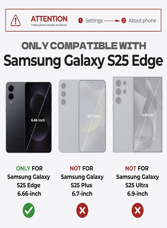 ديكسنور جراب Dexnor لهاتف Samsung Galaxy S25 Edge مع غطاء كاميرا منزلق مدمج وواقي شاشة ومسند، جراب متين مقاوم للصدمات يغطي كامل هيكل الهاتف - أسود - Image 2