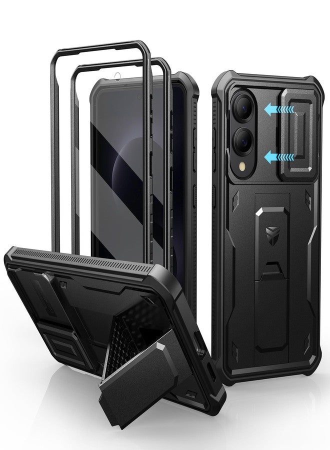 ديكسنور جراب Dexnor لهاتف Samsung Galaxy S25 Edge مع غطاء كاميرا منزلق مدمج وواقي شاشة ومسند، جراب متين مقاوم للصدمات يغطي كامل هيكل الهاتف - أسود - Image 1