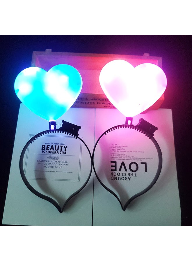 Luminous Headband Love Shape Headwear Creative Photography Props Night Market School Kindergarten Small Gift Luminous Toy-Color:Luminous Love Headband - Image 2