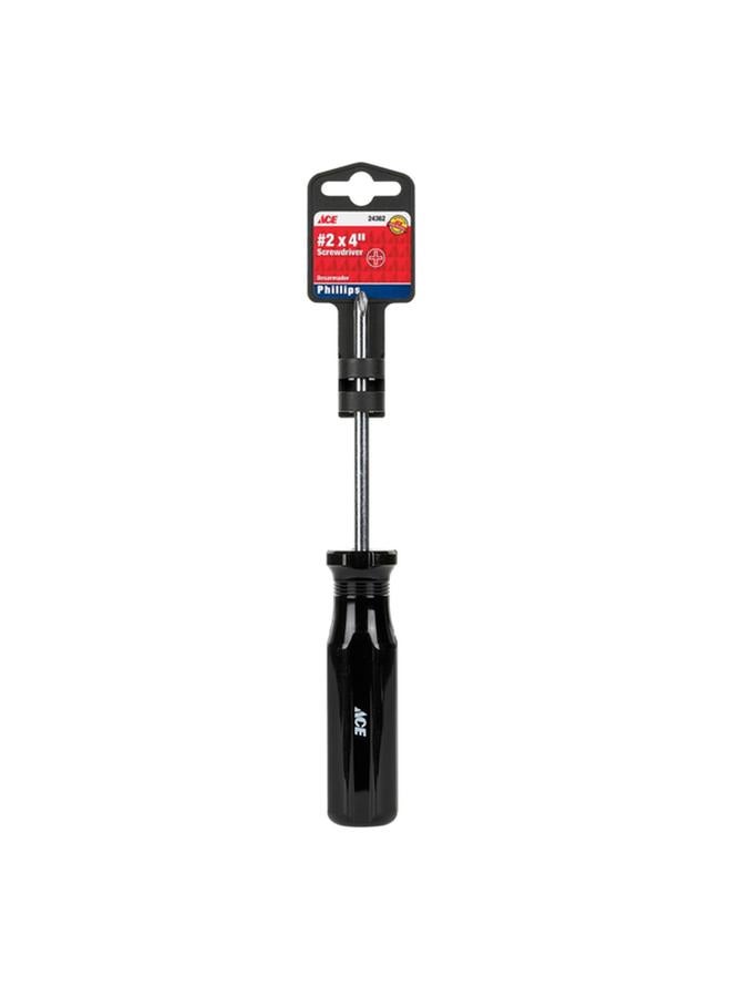 ACE Chrome Plated Phillips Screwdriver Black and Silver #2 x 4inch 24362AHT 