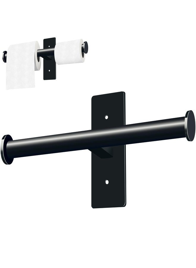 OBODING Double Roll Toilet Paper Holder, OBODING, Black Stainless Steel Toilet Paper Holder, Adhesive or Drilling Toilet Roll Holder Wall Mount for Bathroom (Black) - Image 1