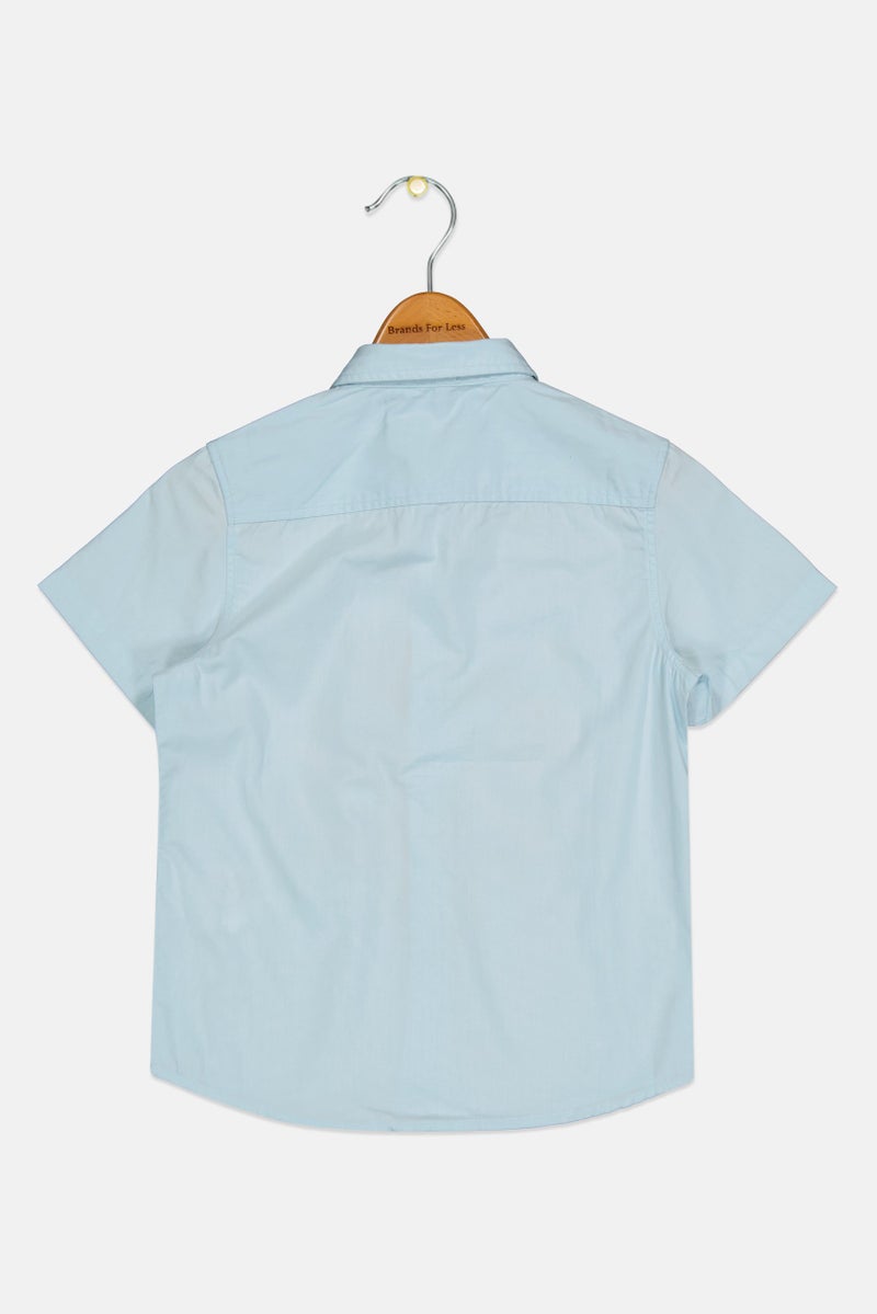 JACK & JONES Kids Boy Graphic Print Short Sleeve Casual Shirt, Light Blue - Image 3