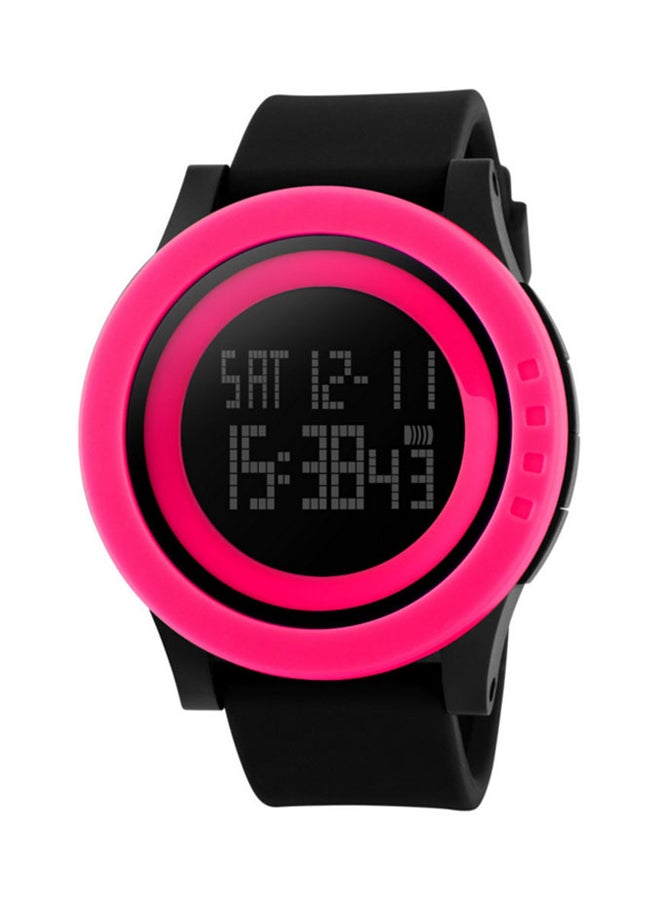 Women's Water Resistant Silicone Digital Watch NN0014SK1142-Red-Black