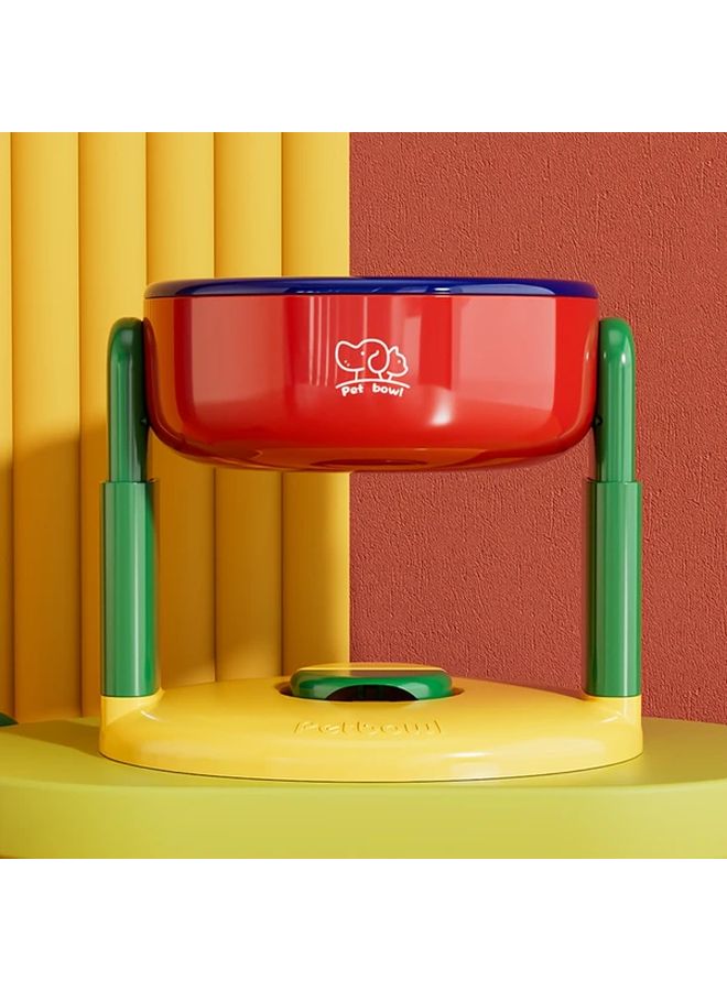 وعاء طعام الحيوانات الأليفة المرتفع القلبي الورق قابل للتعديل مع كأس شفاط مقاوم للانسكاب سهل التنظيف وردي أحمر - Image 4