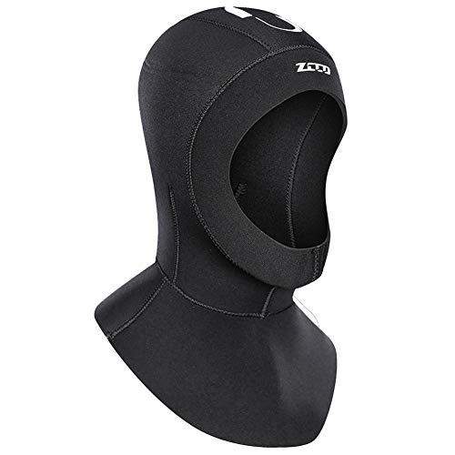 Skyone Neoprene Wetsuit Hood Scuba Diving Hood 3MM 5MM for Men Women Youth, Bib Dive Cap Surfing Thermal Hood for Kayaking Snorkeling Swimming Sailing Canoeing Water Sports (New 5mm Black, L) - Image 3