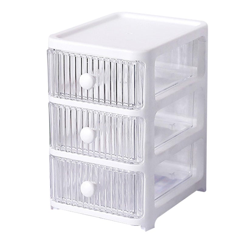 NOENNULL Desktop Storage Box Makeup Storage Box with Drawers Plastic Office Stationery Supplies Organizers Multi Layers Transparent Desk Organizer for Home Bedroom Office 3 Tier - Image 2
