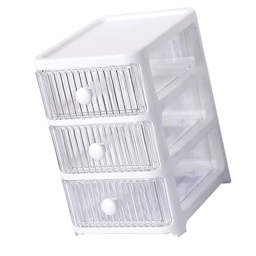 NOENNULL Desktop Storage Box Makeup Storage Box with Drawers Plastic Office Stationery Supplies Organizers Multi Layers Transparent Desk Organizer for Home Bedroom Office 3 Tier - Image 3