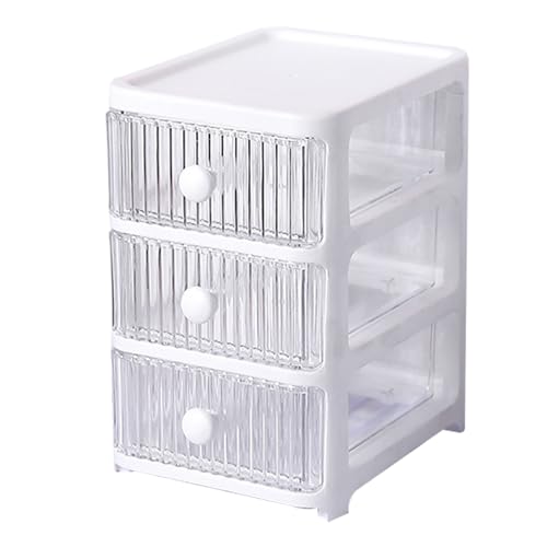 NOENNULL Desktop Storage Box Makeup Storage Box with Drawers Plastic Office Stationery Supplies Organizers Multi Layers Transparent Desk Organizer for Home Bedroom Office 3 Tier - Image 1