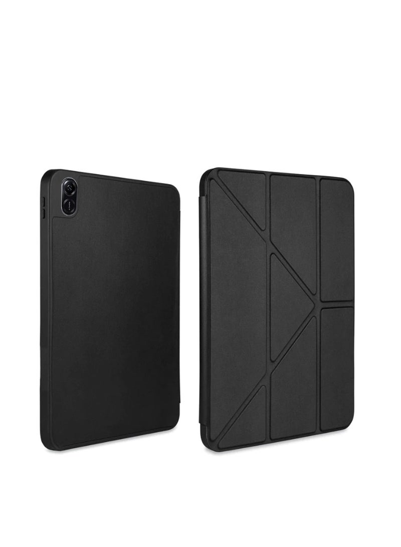 Techie غطاء فوليوا الذكي القابل للطي ثلاثي الأبعاد لجهاز Honor Pad X8a بحجم 11 بوصة 2024 مع حامل قلم ووظيفة الاستيقاظ/النوم التلقائي - أسود - Image 1